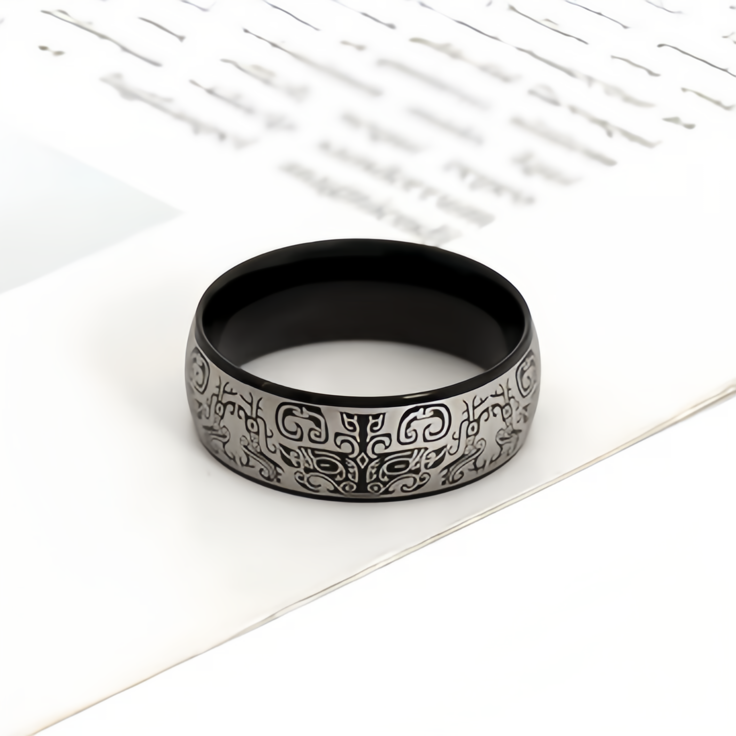 Lucky Mythological Creature Taotie Wealth Titanium Steel Ring- EclatDoré