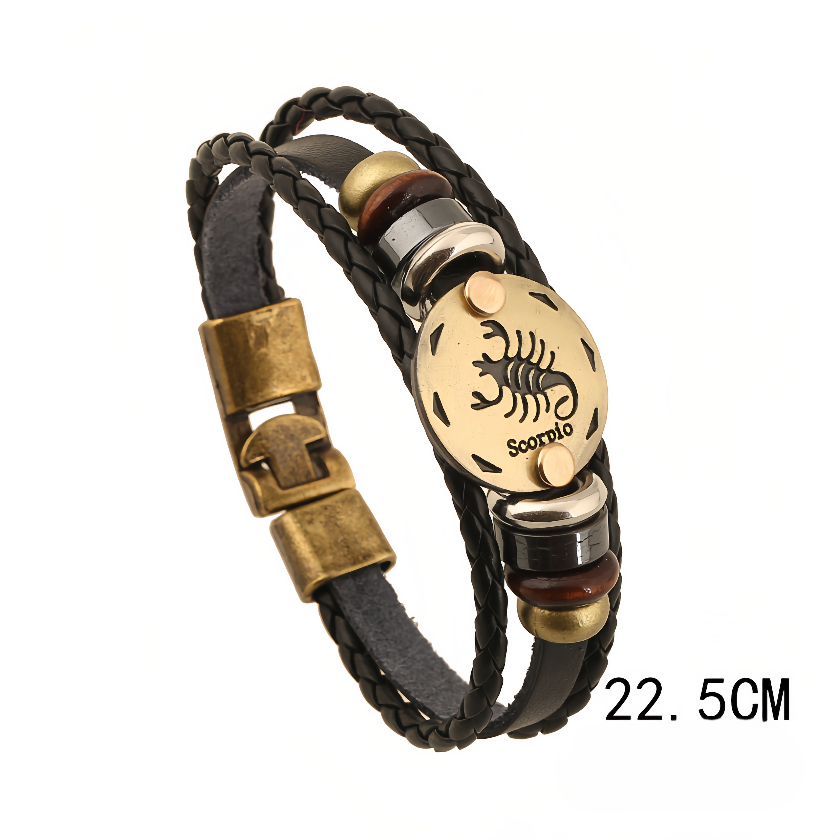 12 Zodiac Signs Handmade Leather Couple Bracelet with Hematite Totem Stone - Mystical Love Jewelry for 2025- EclatDoré