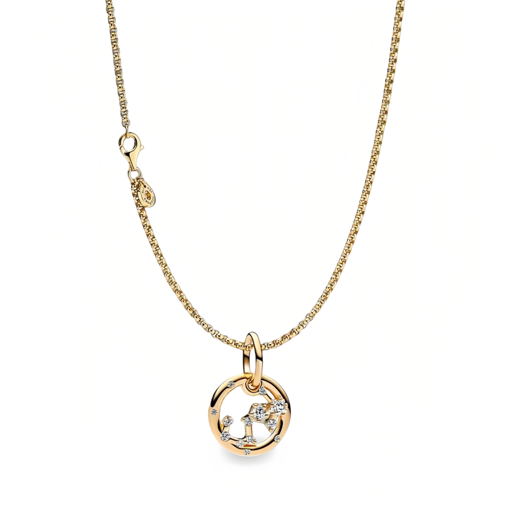 14K Gold-Plated Birthstone Constellations Zirconia Guardian Lucky Pendant Necklace- EclatDoré