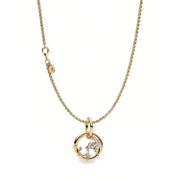 14K Gold-Plated Birthstone Constellations Zirconia Guardian Lucky Pendant Necklace- EclatDoré