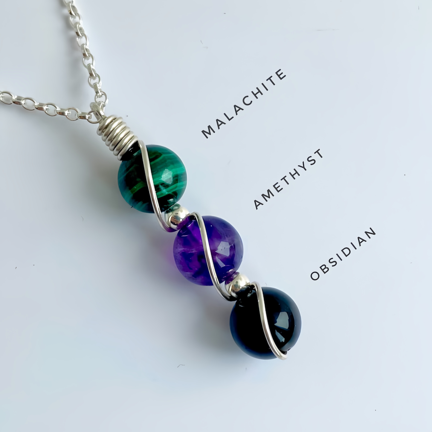 925 Sterling Silver Zodiac Natural Crystal Healing Pendant Necklace with Handwoven Design- EclatDoré