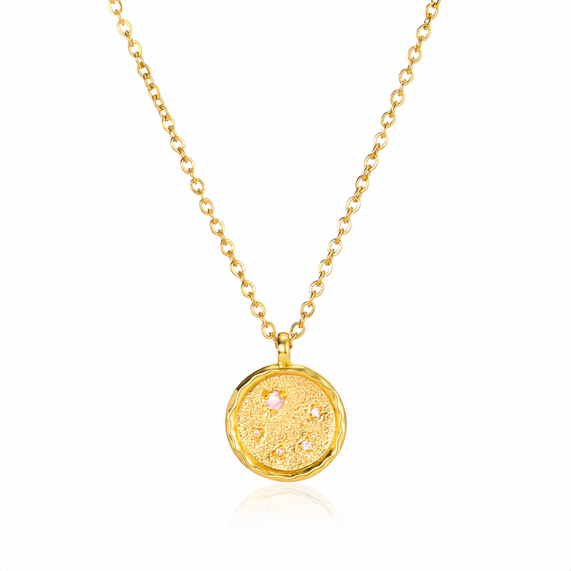 14K Gold Plated Zodiac Star Map Pendant Necklace for All Zodiac Signs – Love Jewelry Gift for Couples- EclatDoré