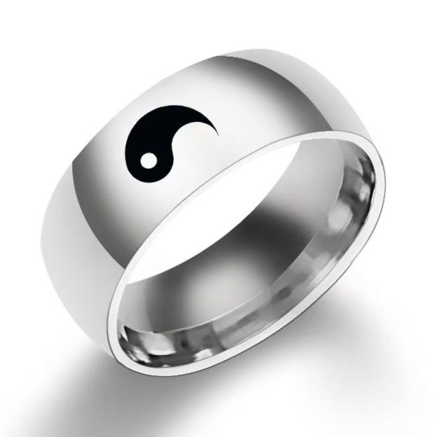 Bagua Yin Yang Balance Rotating Titanium Steel Couple Ring