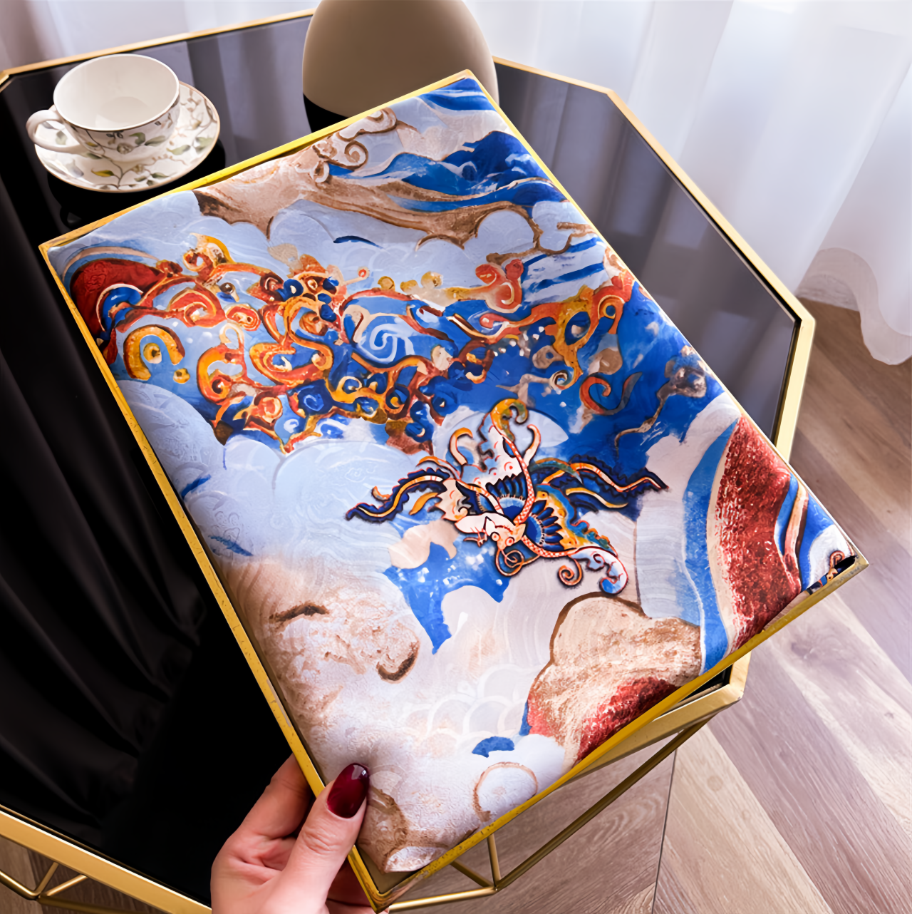 New Dragon Scale Silk Road Handwoven Silk Scarf - UV-Protective Lightweight Vintage Chinese Ethno Fashion Shawl- EclatDoré