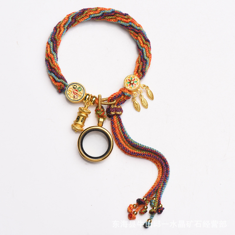 Tibetan Om Mani Padme Hum Dreamcatcher Luck Colorful Reincarnation Knot String Bracelet- EclatDoré