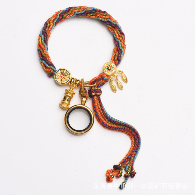 Tibetan Om Mani Padme Hum Dreamcatcher Luck Colorful Reincarnation Knot String Bracelet- EclatDoré