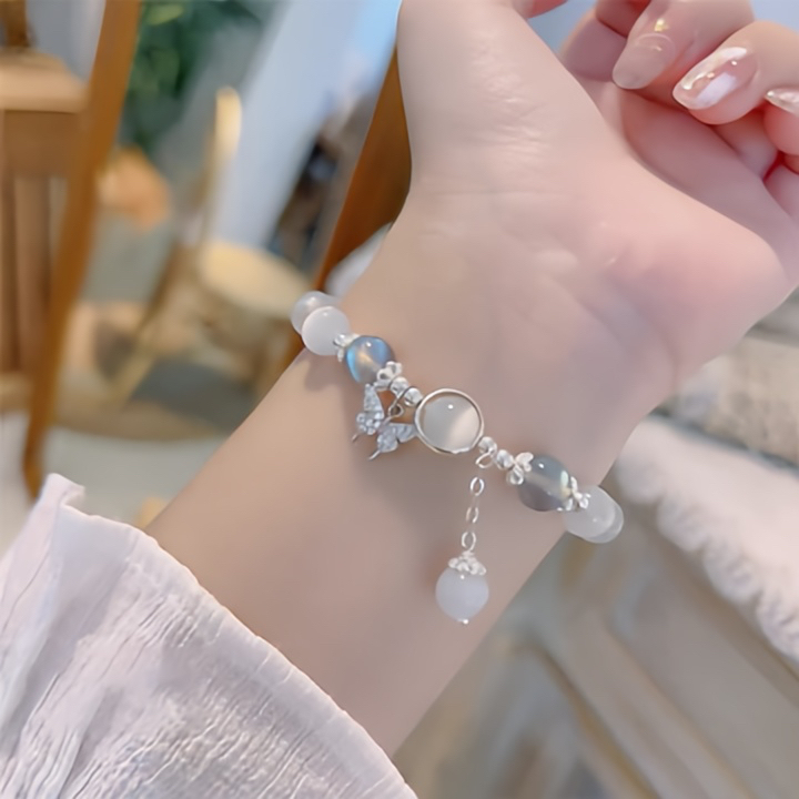 Buddha Stone "Brings Good Luck and Inner Peace" Cat's Eye Butterfly Bracelet