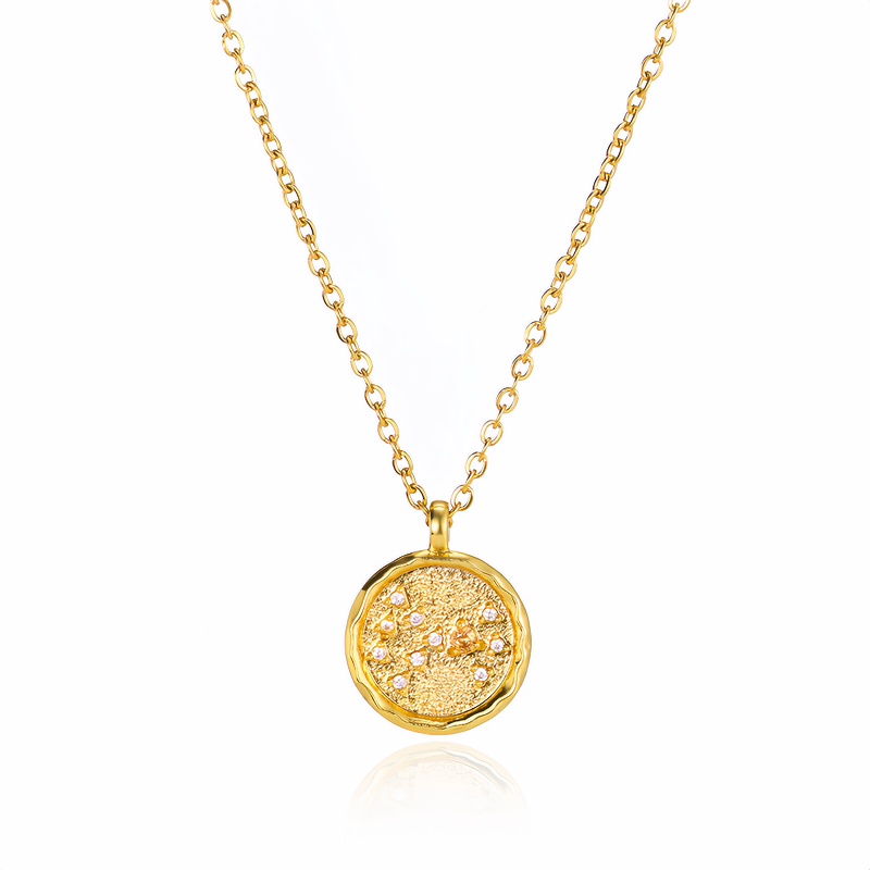 14K Gold Plated Zodiac Star Map Pendant Necklace for All Zodiac Signs – Love Jewelry Gift for Couples- EclatDoré