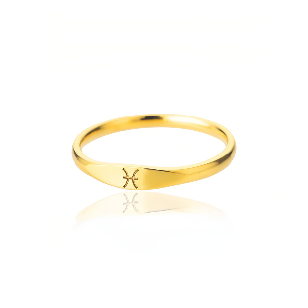14K Gold Plated Stainless Steel Zodiac Ring - Perfect Golden Astrology Jewelry Gift for Star Lovers- EclatDoré