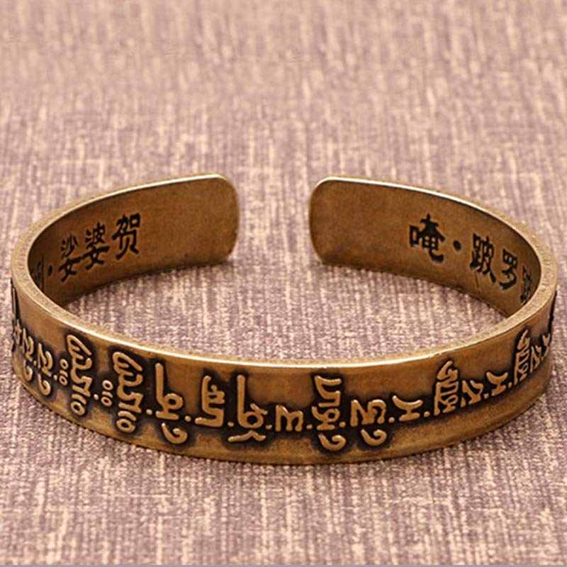 Tibetan Mahāpratisarā mantra in Sanskrit copper brass healing bracelet