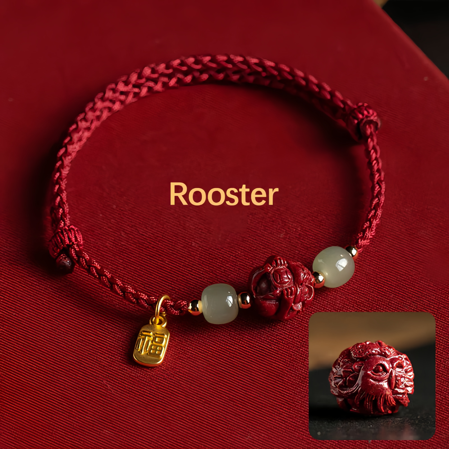 Natural Cinnabar 12 Zodiac Signs Hetian Jade Good Fortune Symbol Lucky Bracelet - Handwoven Charm Jewelry- EclatDoré