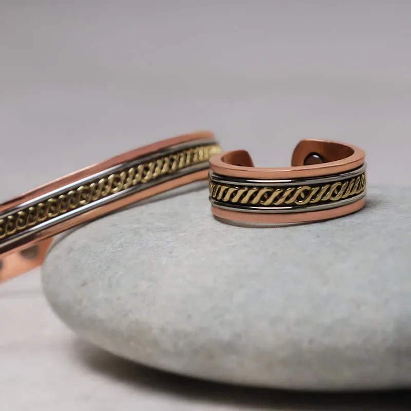 Magnetic Copper Balance Adjustable Cuff Bracelet Bangle Ring