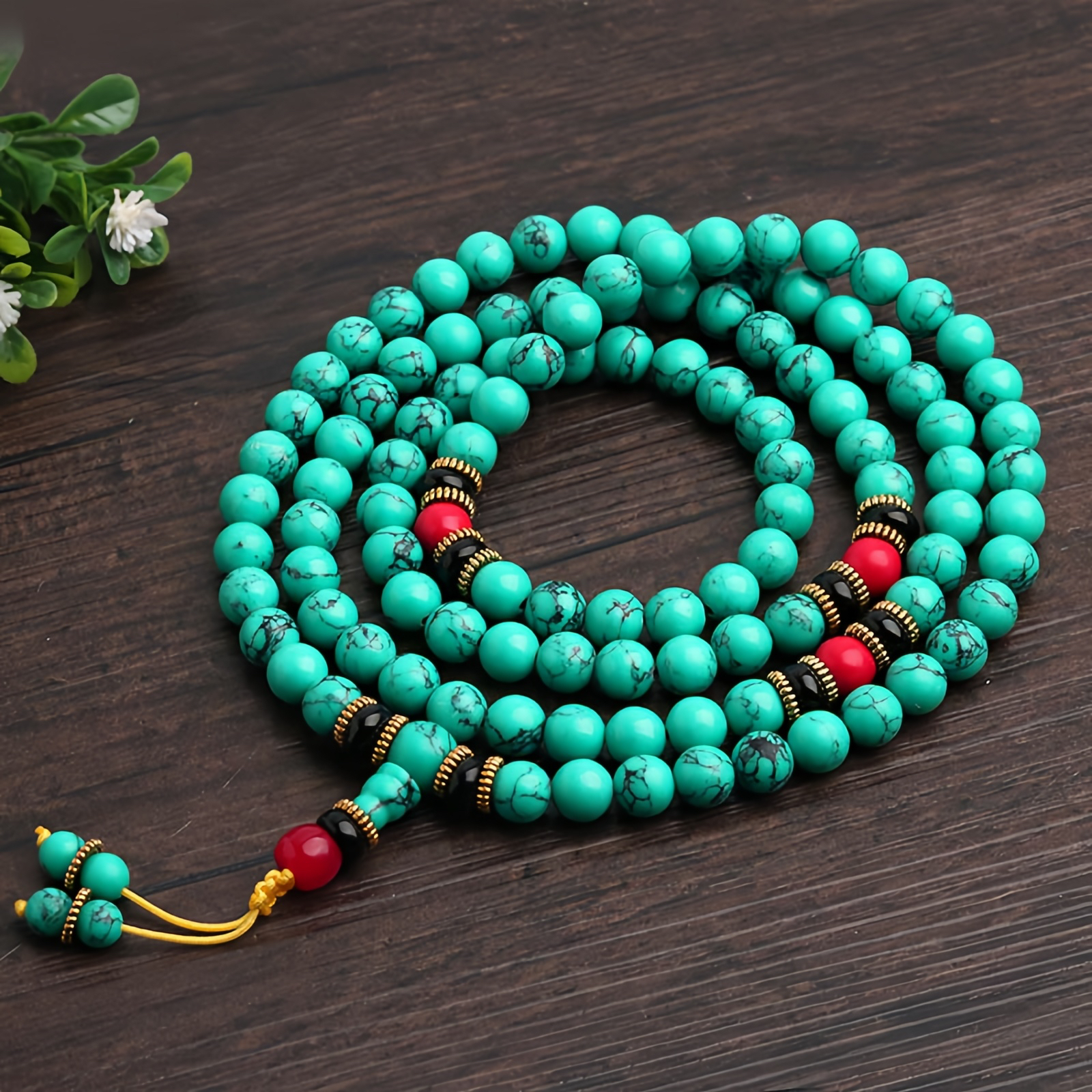 Tibetan Turquoise Healing Mala Bracelet