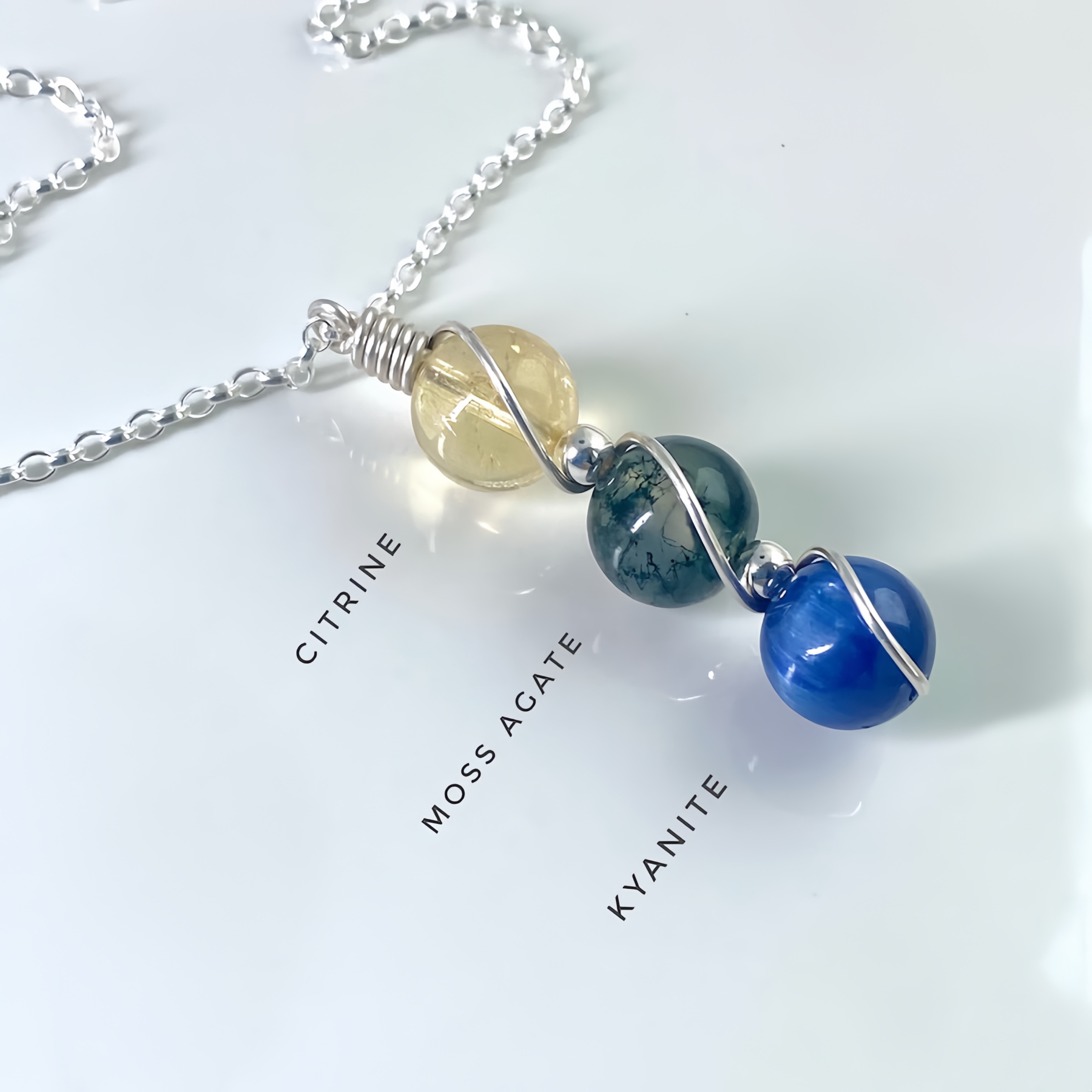 925 Sterling Silver Zodiac Natural Crystal Healing Pendant Necklace with Handwoven Design- EclatDoré