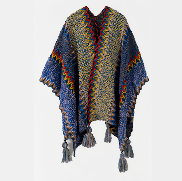 Tibetan Shawl Knitting Warm Cloak Tibetan Tassel Scarf- EclatDoré