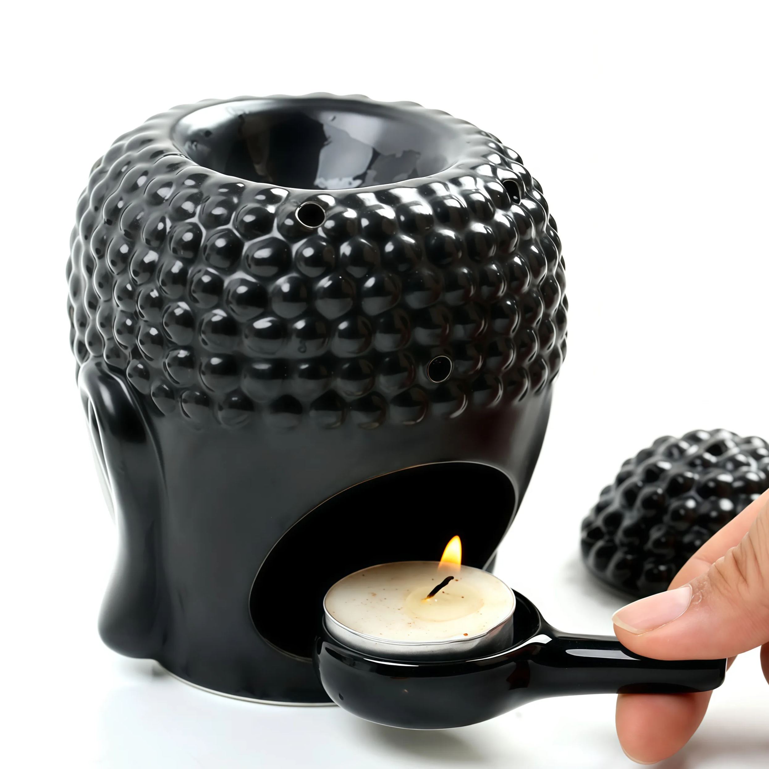 Handcrafted Ceramic Buddha Head Candle Aromatherapy Diffuser- EclatDoré