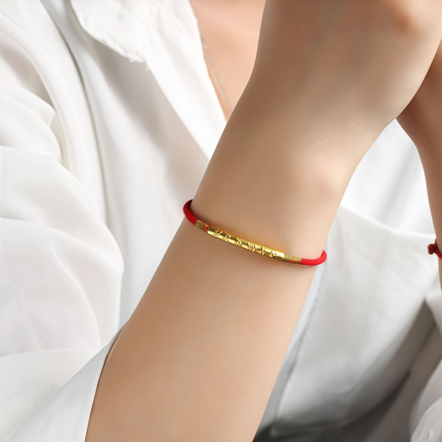 Tibetan Buddhist Handmade Mani Mantra Lucky Red String Bracelet- EclatDoré