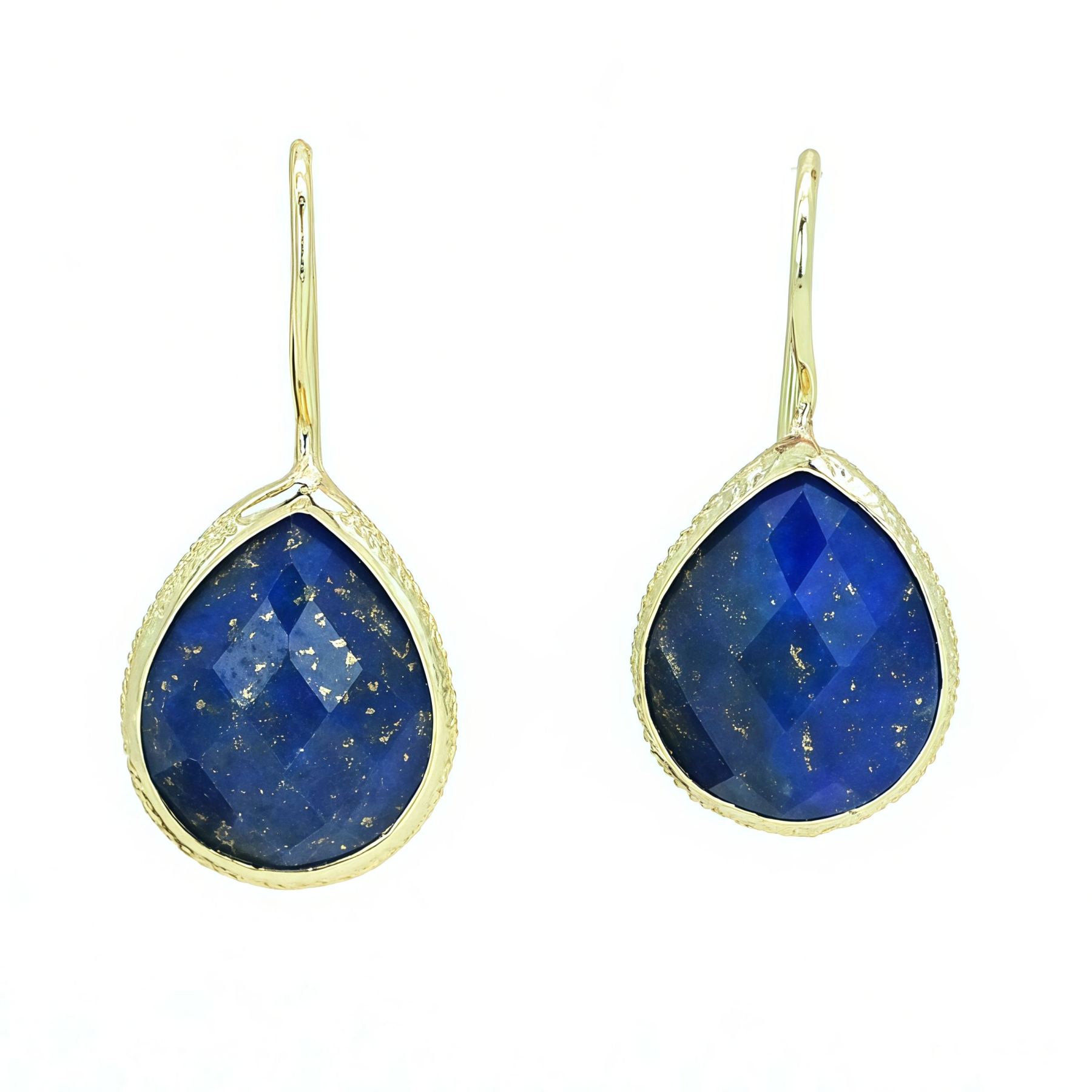 Tibetan Buddhist Natural Lapis Lazuli Teardrop Earrings | Energy Regulating Jewelry- EclatDoré