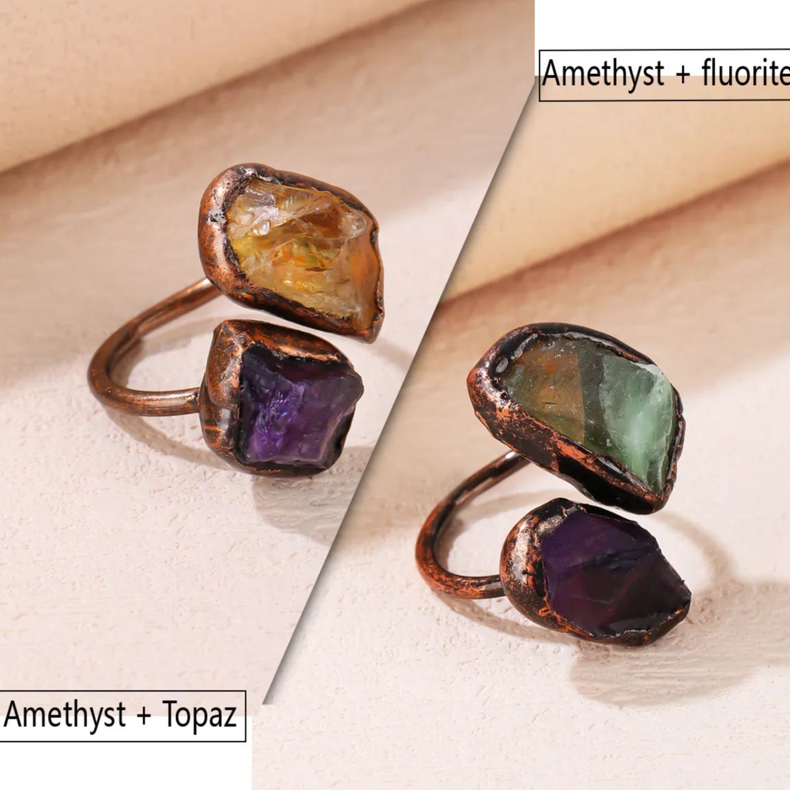 Natural Double-Terminated Crystal Healing Ring | Tibetan Buddhist Meditation Jewelry- EclatDoré