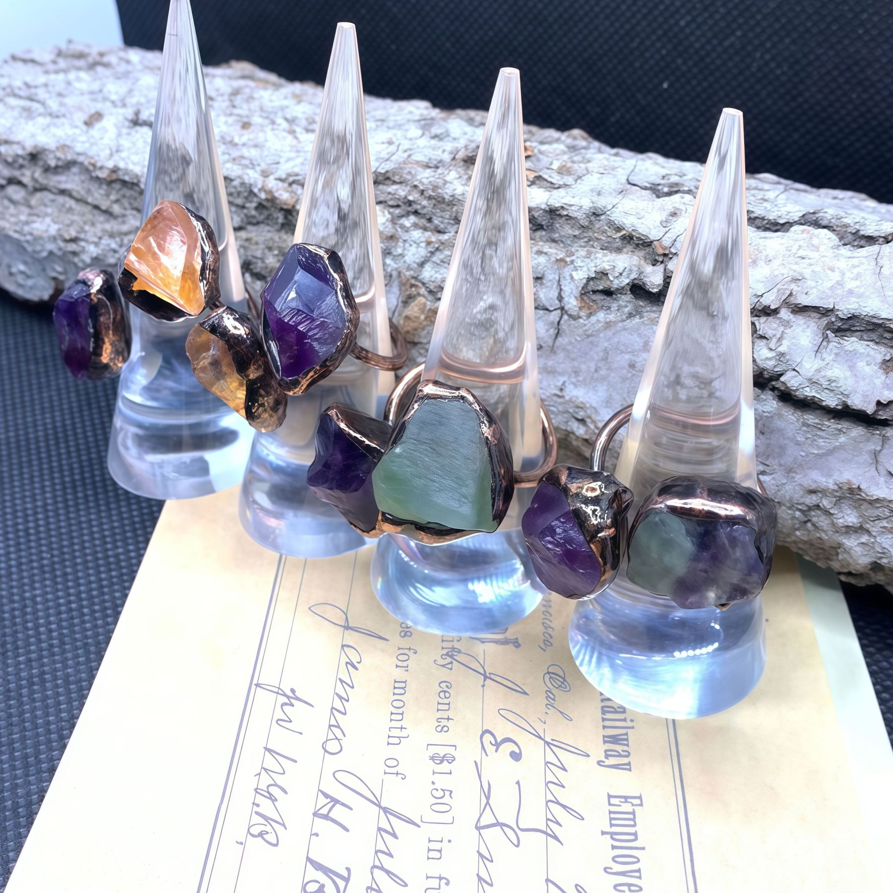 Natural Double-Terminated Crystal Healing Ring | Tibetan Buddhist Meditation Jewelry- EclatDoré