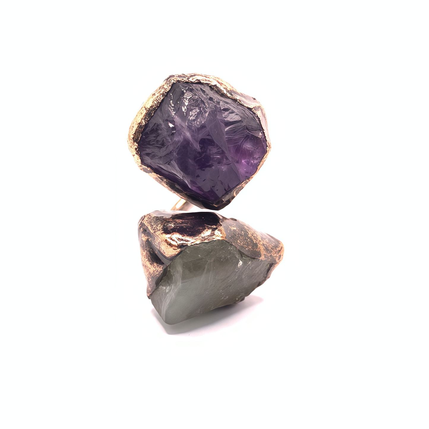 Natural Double-Terminated Crystal Healing Ring | Tibetan Buddhist Meditation Jewelry- EclatDoré