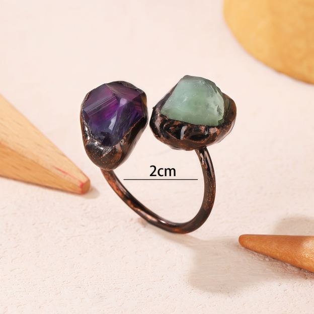 Natural Double-Terminated Crystal Healing Ring | Tibetan Buddhist Meditation Jewelry- EclatDoré