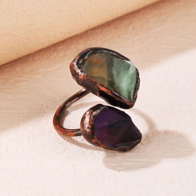 Natural Double-Terminated Crystal Healing Ring | Tibetan Buddhist Meditation Jewelry- EclatDoré