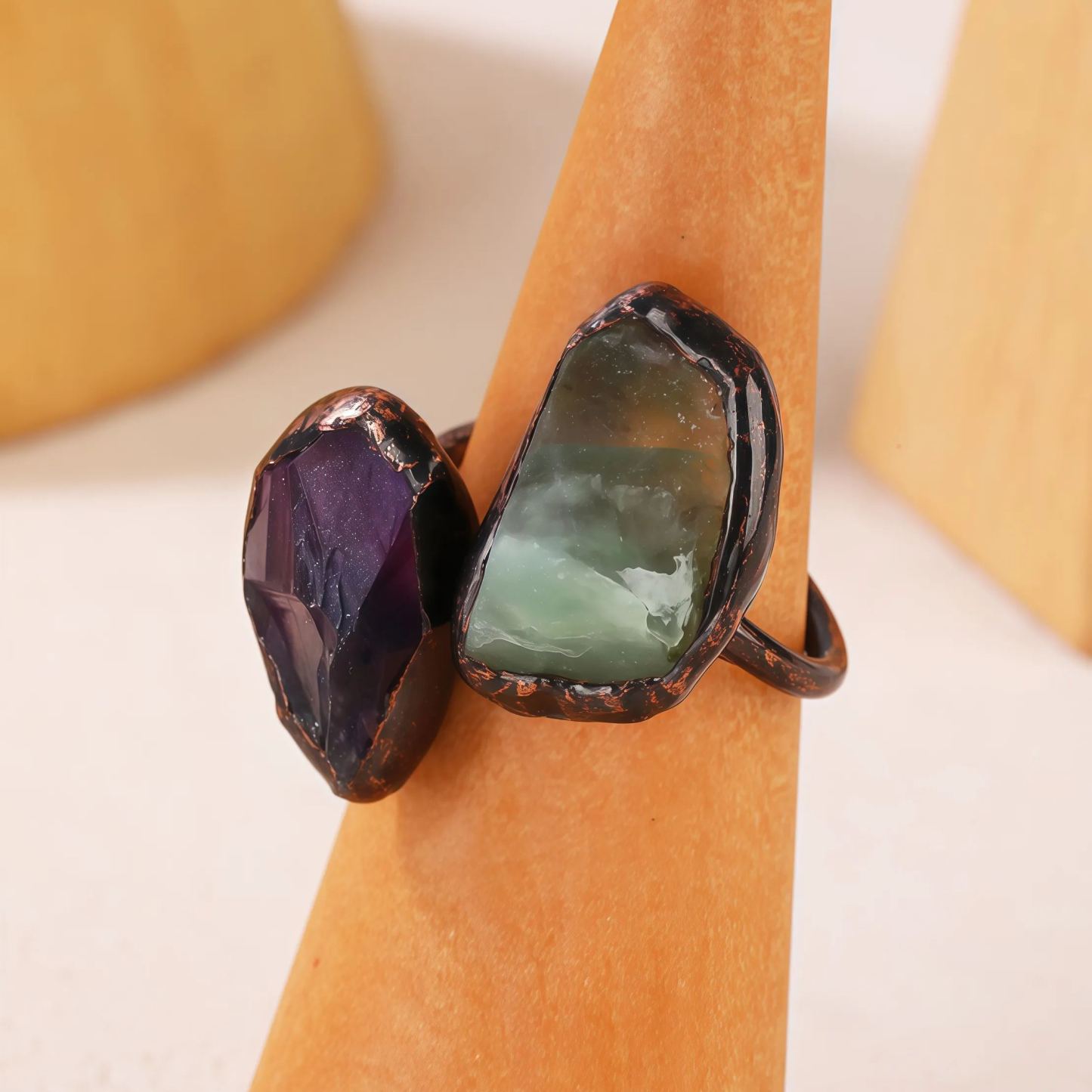 Natural Double-Terminated Crystal Healing Ring | Tibetan Buddhist Meditation Jewelry- EclatDoré