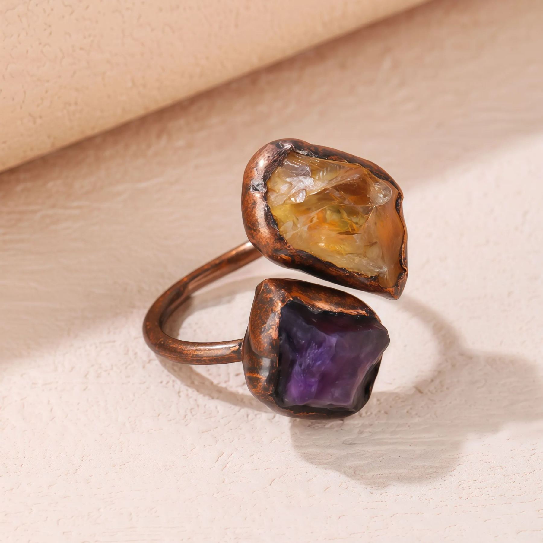 Natural Double-Terminated Crystal Healing Ring | Tibetan Buddhist Meditation Jewelry- EclatDoré