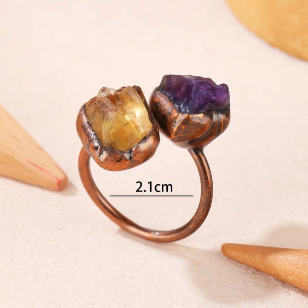 Natural Double-Terminated Crystal Healing Ring | Tibetan Buddhist Meditation Jewelry- EclatDoré