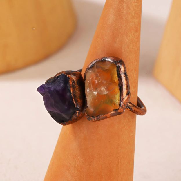 Natural Double-Terminated Crystal Healing Ring | Tibetan Buddhist Meditation Jewelry- EclatDoré