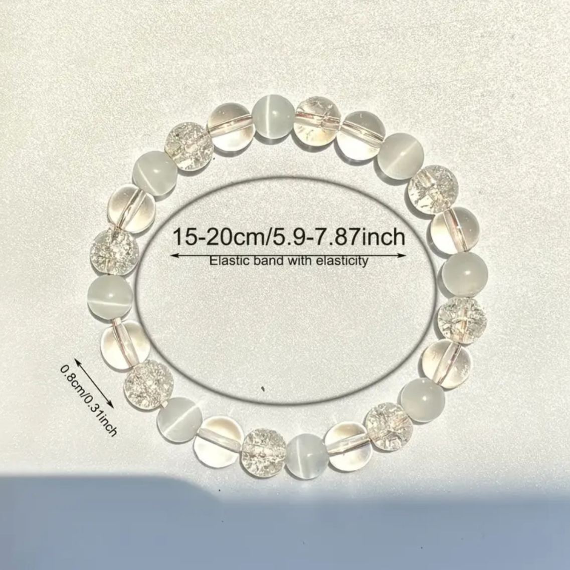 Natural White Cat's Eye Bracelet - Tibetan Buddhist Healing Energy Stone for Spiritual Cleansing- EclatDoré