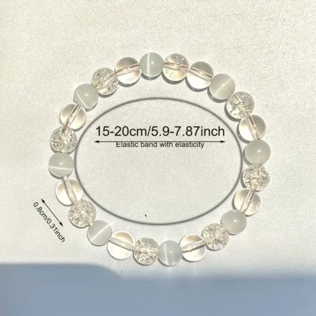Natural White Cat's Eye Bracelet - Tibetan Buddhist Healing Energy Stone for Spiritual Cleansing- EclatDoré