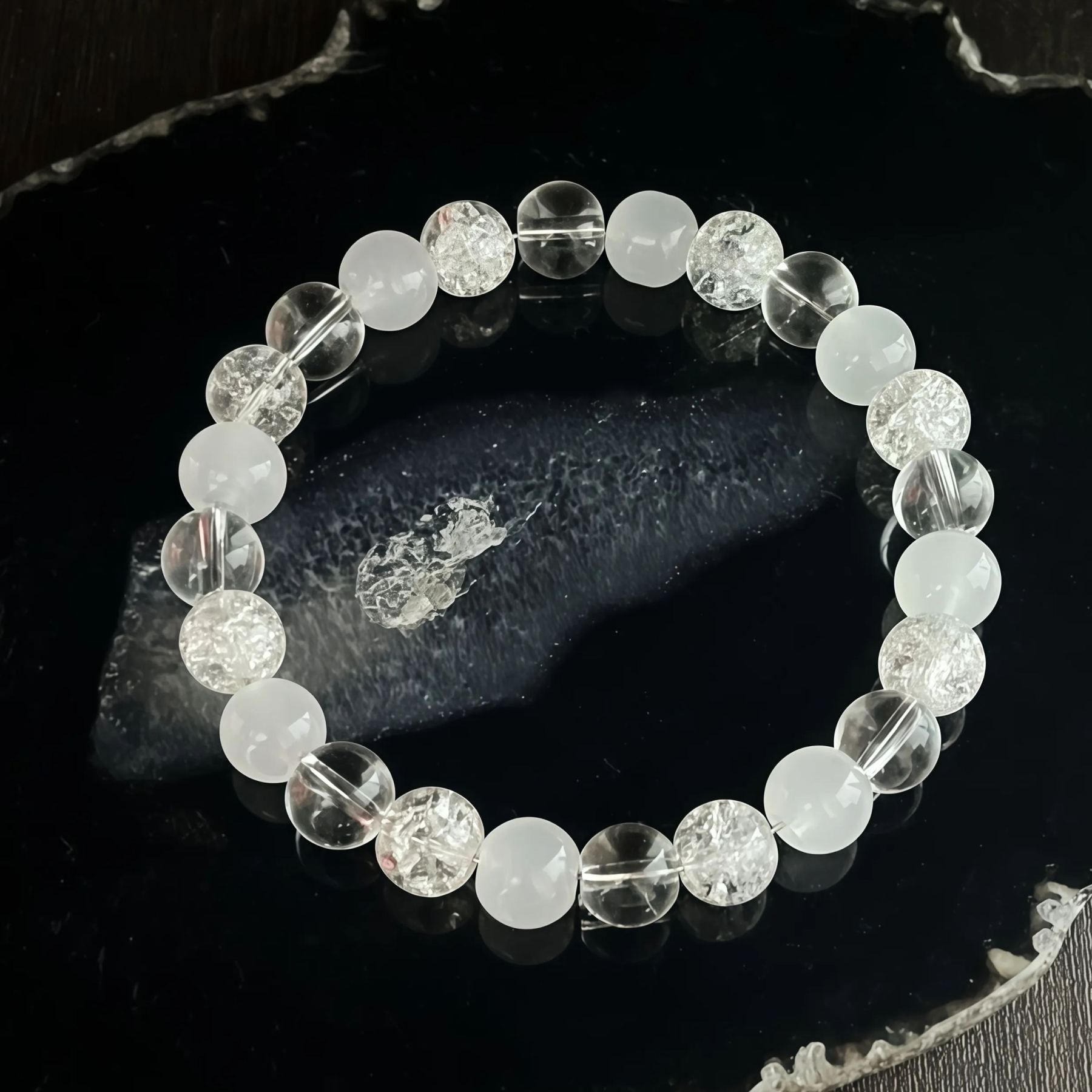 Natural White Cat's Eye Bracelet - Tibetan Buddhist Healing Energy Stone for Spiritual Cleansing- EclatDoré