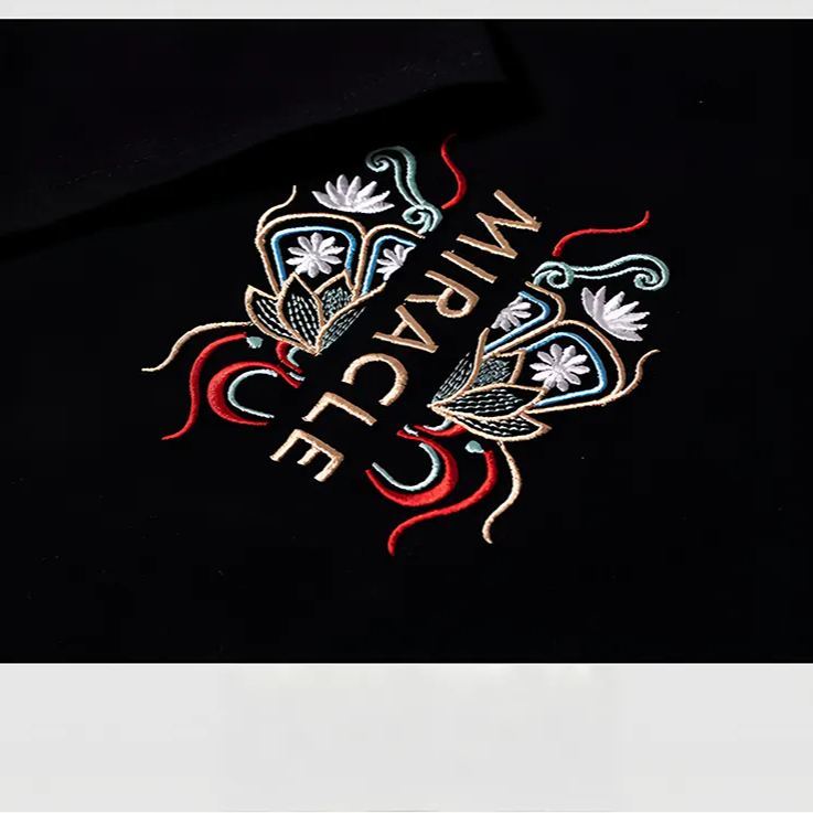 Koi Embroidered Men's T-Shirt | Cotton Hip-Hop Street Loose Large Size T-Shirt