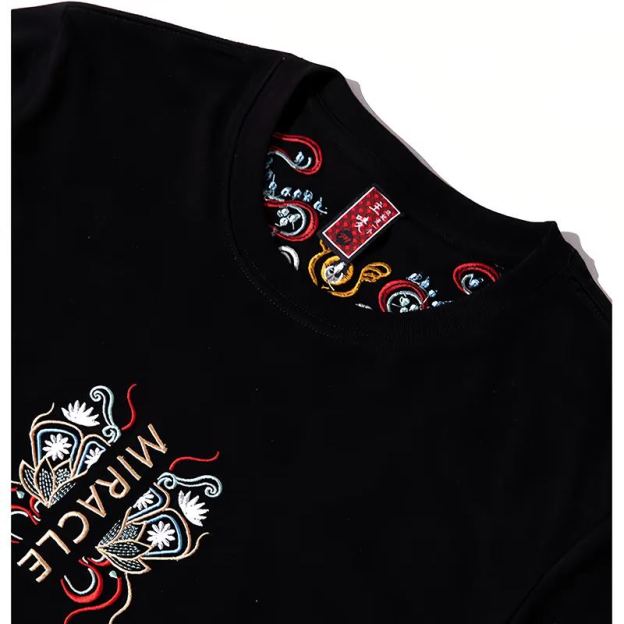 Koi Embroidered Men's T-Shirt | Cotton Hip-Hop Street Loose Large Size T-Shirt