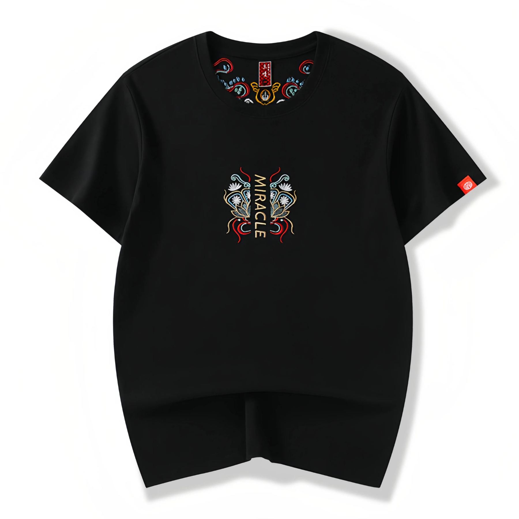 Koi Embroidered Men's T-Shirt | Cotton Hip-Hop Street Loose Large Size T-Shirt