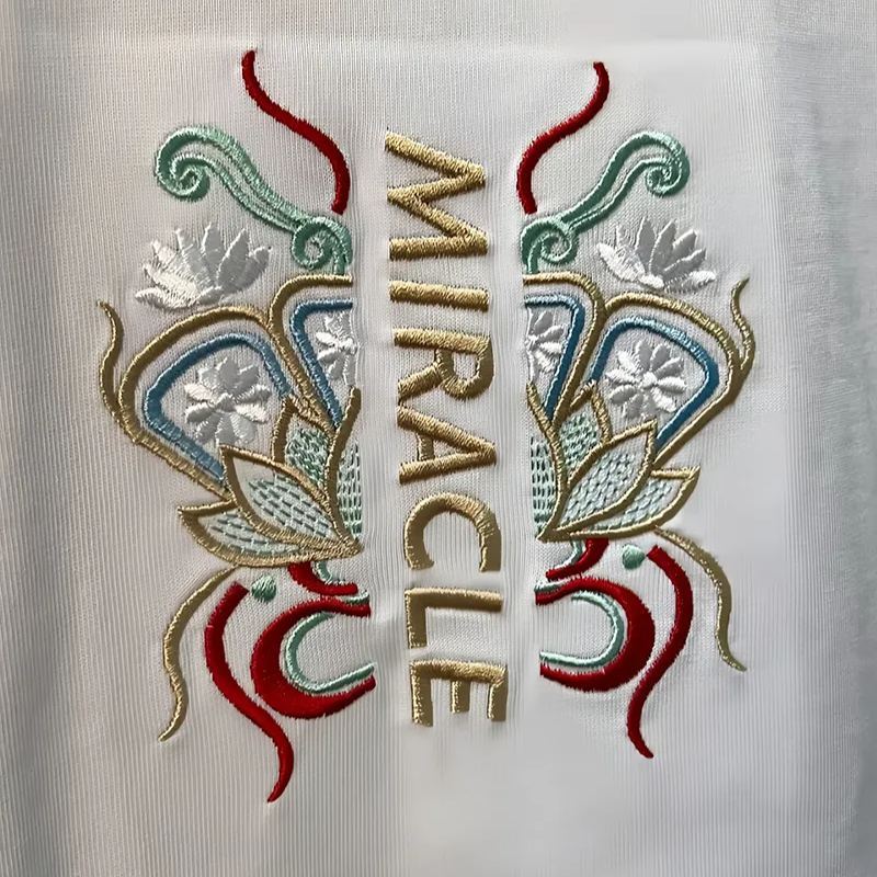 Koi Embroidered Men's T-Shirt | Cotton Hip-Hop Street Loose Large Size T-Shirt