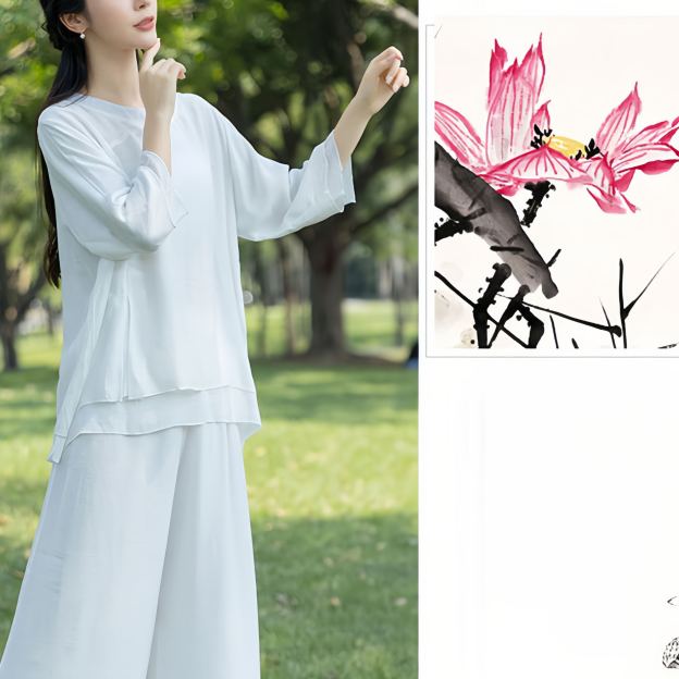 Zen Cotton and Linen Round Neck Mid Sleeve Suit