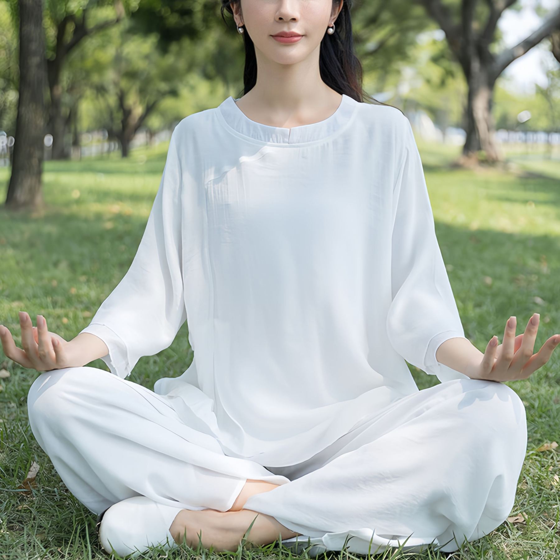 Zen Cotton and Linen Round Neck Mid Sleeve Suit