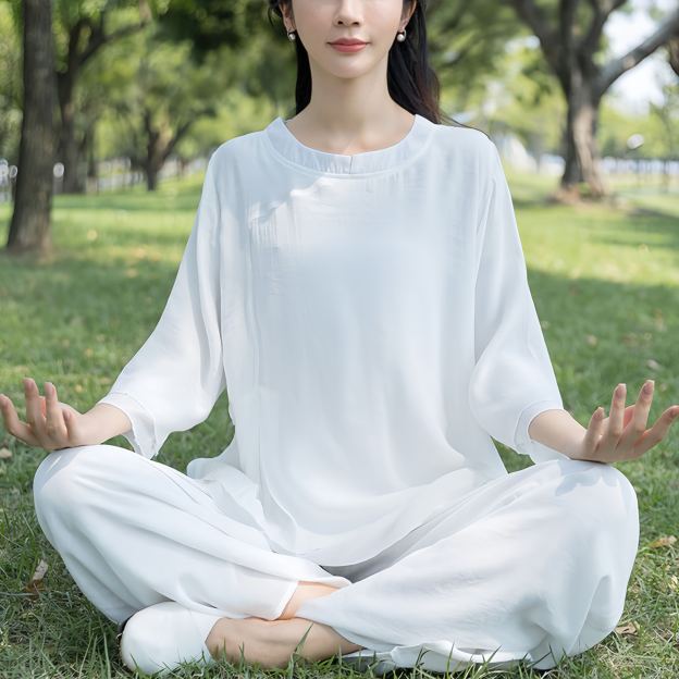 Zen Cotton and Linen Round Neck Mid Sleeve Suit