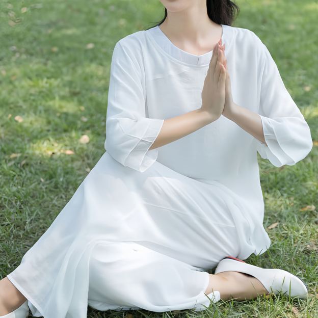 Zen Cotton and Linen Round Neck Mid Sleeve Suit