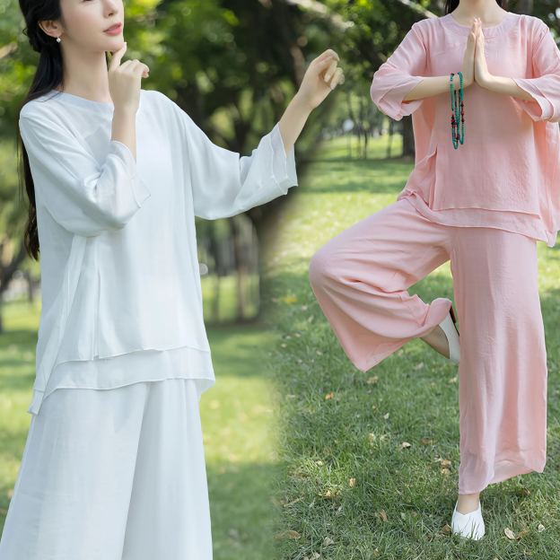 Zen Cotton and Linen Round Neck Mid Sleeve Suit