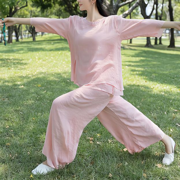 Zen Cotton and Linen Round Neck Mid Sleeve Suit