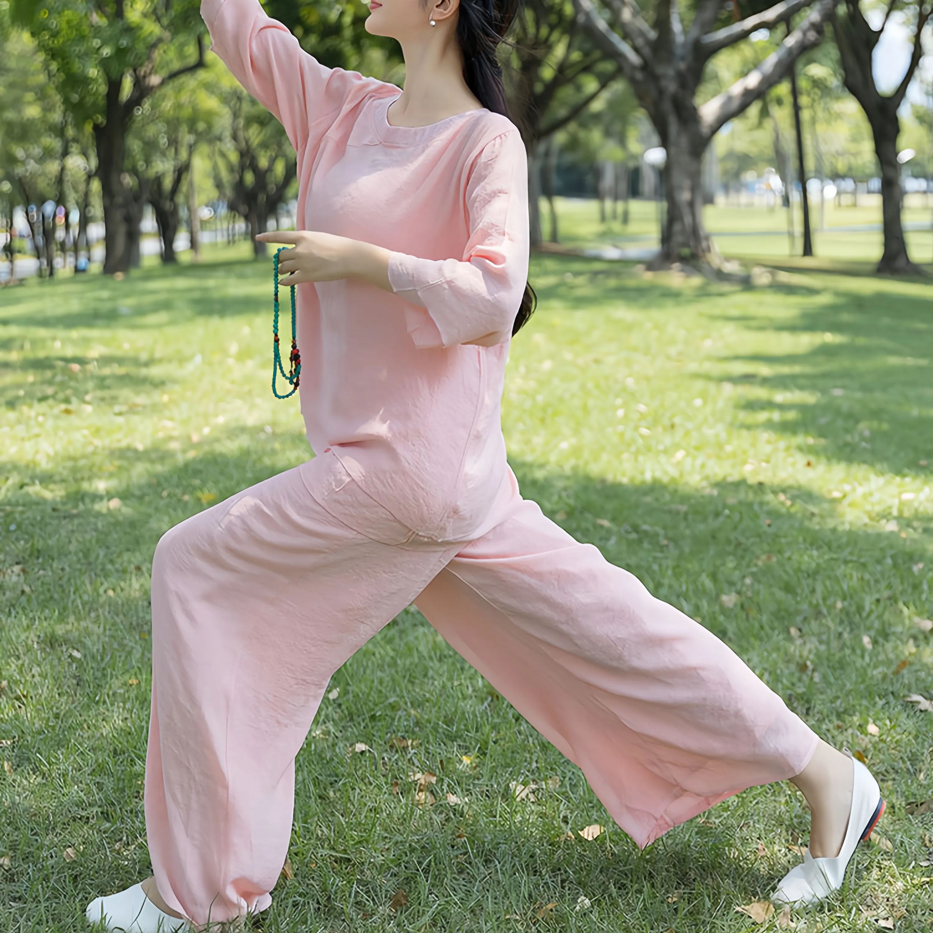 Zen Cotton and Linen Round Neck Mid Sleeve Suit