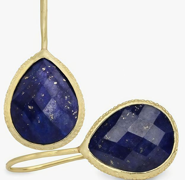 Tibetan Buddhist Natural Lapis Lazuli Teardrop Earrings | Energy Regulating Jewelry- EclatDoré