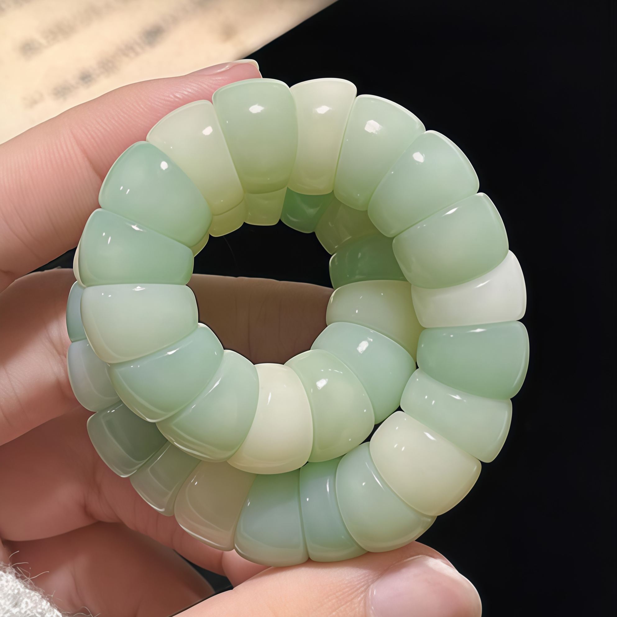 "Green Grape Zen Heart" Light Green Grape Pig Intestine Bodhi Soft Finger Bracelet