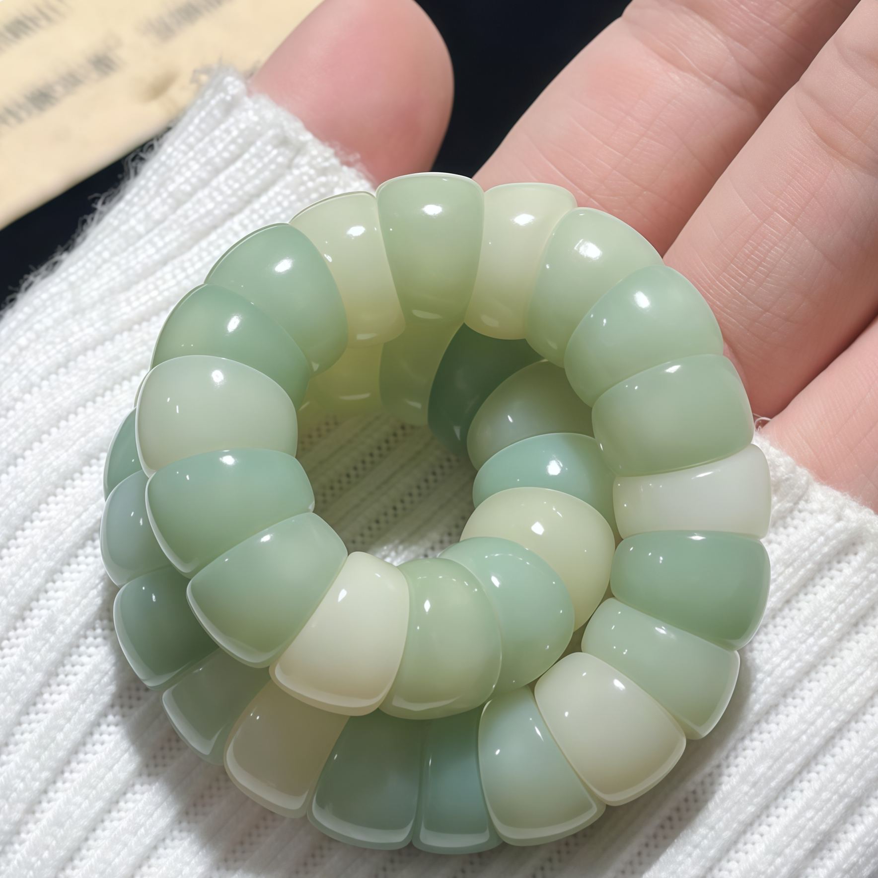 "Green Grape Zen Heart" Light Green Grape Pig Intestine Bodhi Soft Finger Bracelet