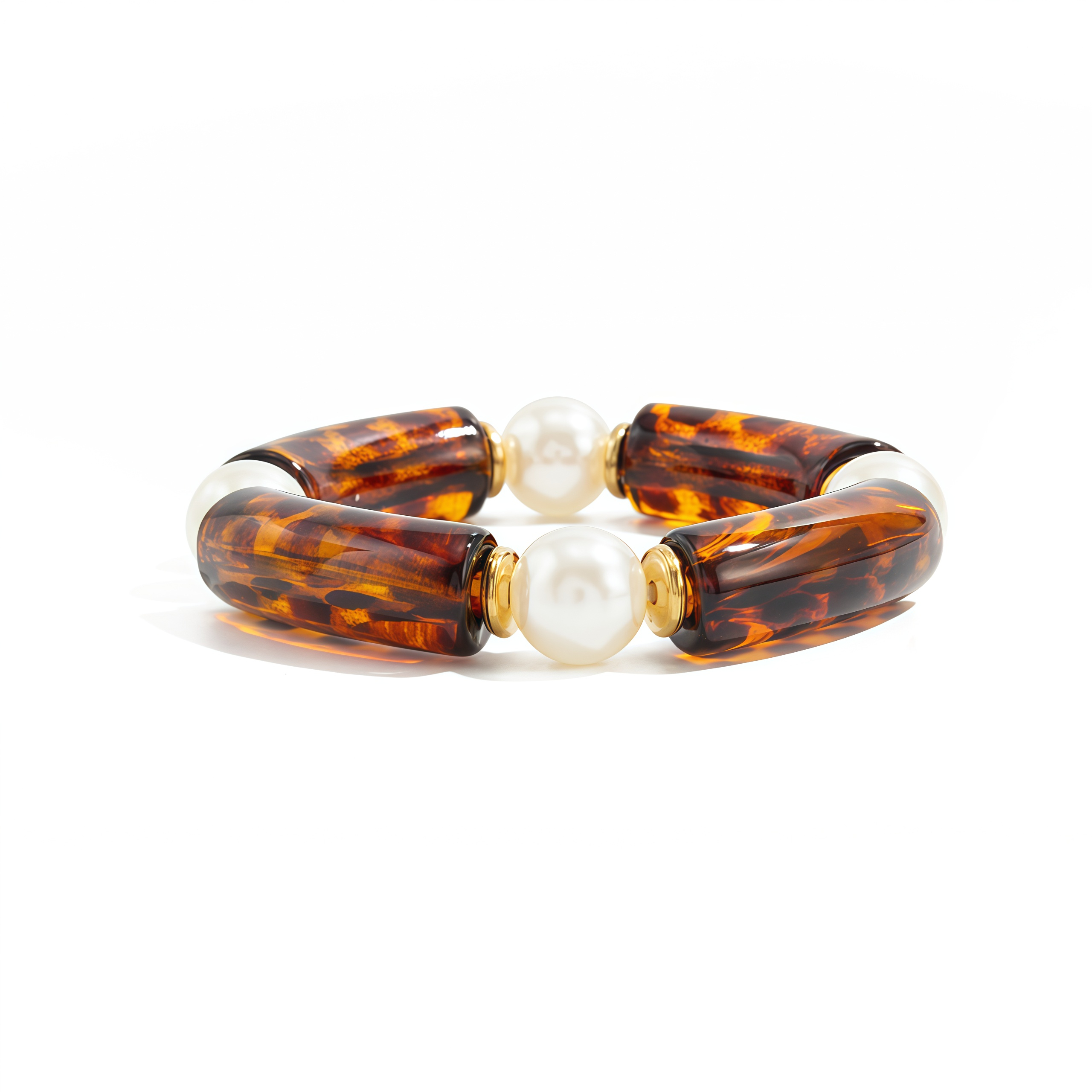 Bamboo Rhythm Flowing Light·Bleu-dyed Curved Pearl Bracelet