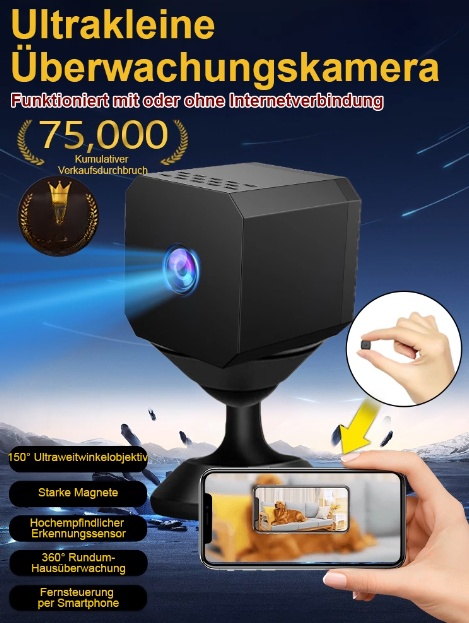 【Installation in einer Sekunde】Wireless HD-Kamera.Kein Stromanschluss, Kein Internet Erforderlich